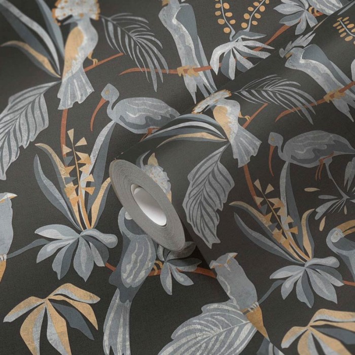 Papeldecor|Papier Peint jungle oiseaux noirs sauvages|Papier Peint