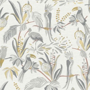Caselio|Green large palm leaf wallpaper with shine|Floral
