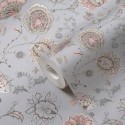 Papeldecor|Tapete nostalgische Blumen in sanftem Grau|Tapeten