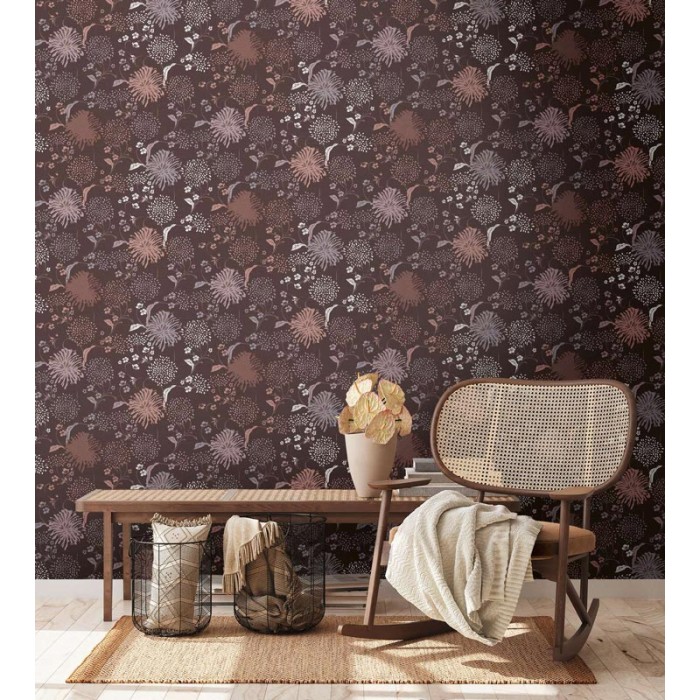 Papel Pintado flores burdeos elegantes -  2-5624