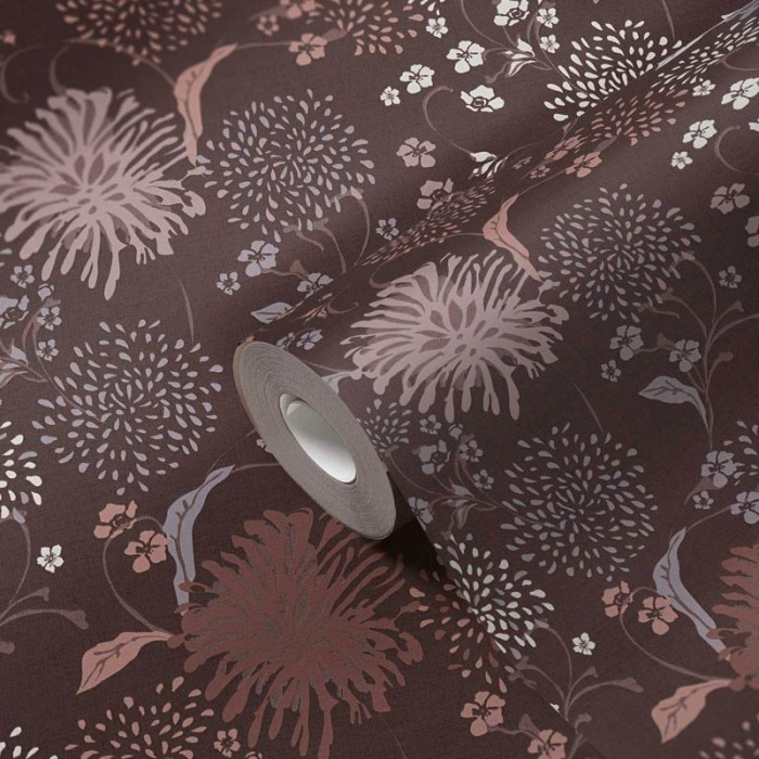 Papeldecor|Papier Peint fleurs bordeaux élégantes|Papier Peint