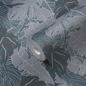 Papeldecor|Tapete blaue Silber-Bananenpflanzen|Tapeten