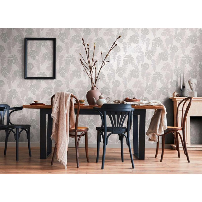 Papeldecor|Papel Pintado monstera banano cobre gris|Papel Pintado