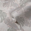Papeldecor|Papel Pintado monstera banano cobre gris|Papel Pintado