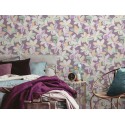 Papeldecor|Wallpaper embossed shiny purple flowers|Wallpaper