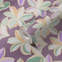 Papeldecor|Wallpaper embossed shiny purple flowers|Wallpaper