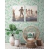 Papeldecor|Papel Pintado flores relieve verde brillante|Papel Pintado