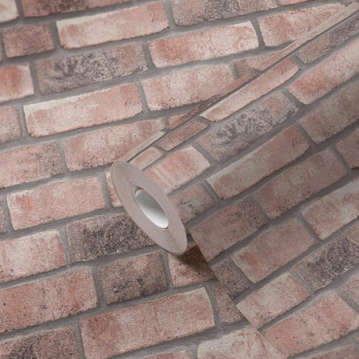 Papeldecor|Tapete urbaner beigefarbener Ziegel|Ziegelimitat