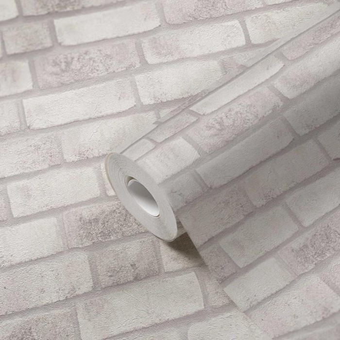 Papeldecor|Tapete weiße und graue Ziegeloptik|Ziegelimitat