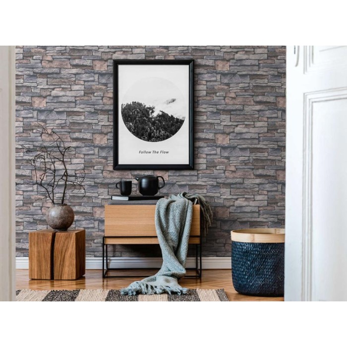 Papeldecor|Tapete in Steinmauer-Optik grau|Steinimitat
