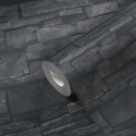 Papeldecor|Wallpaper smooth black stone wall|Stone Imitation