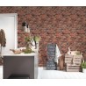 Papeldecor|Papier Peint brique marron et rouge rustique|Imitation Brique