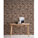 Papeldecor|Papel pintado ladrillo marrón rústico|Imitacion Ladrillo