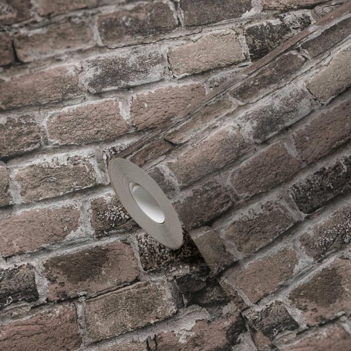 Papel pintado ladrillo gris rústico -  2-5647