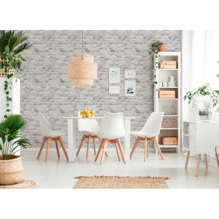Papeldecor|Papier Peint brique blanche enduite|Imitation Brique