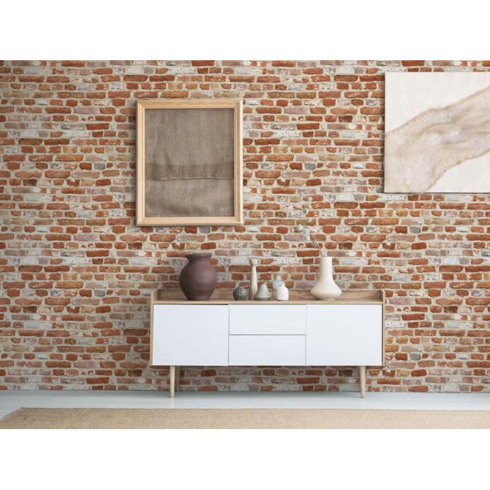 Papeldecor|Papier Peint brique marron industriel|Imitation Brique