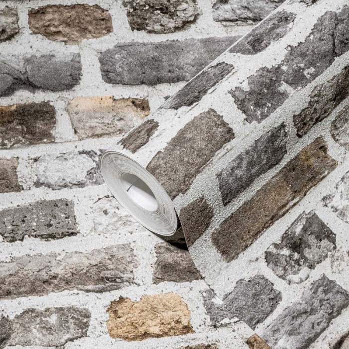 Papeldecor|Wallpaper industrial gray brick|Brick Imitation