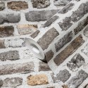 Papeldecor|Papier Peint brique grise industrielle|Imitation Brique