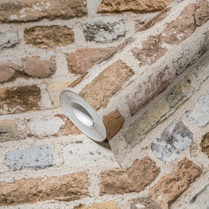 Papeldecor|Wallpaper brown brick embossing|Brick Imitation