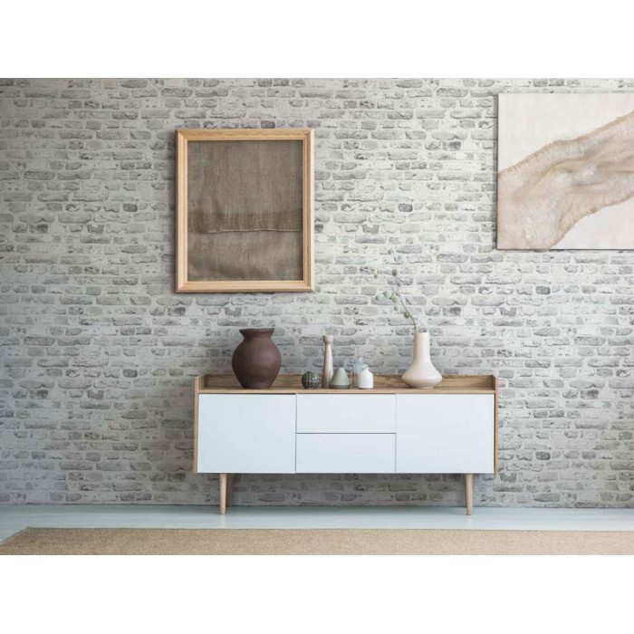 Papeldecor|Papier Peint brique gris clair vieilli|Imitation Brique