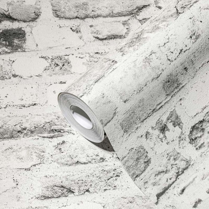 Papeldecor|Wallpaper light aged gray brick|Brick Imitation