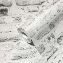 Papeldecor|Papier Peint brique gris clair vieilli|Imitation Brique