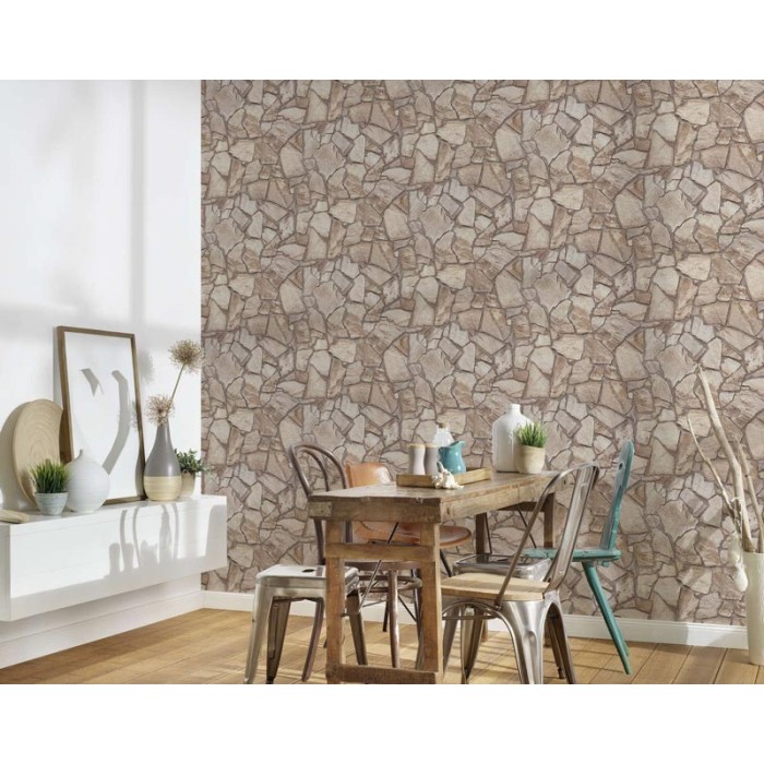 Papeldecor|Papel Pintado muro rústico piedra natural|Imitacion Piedra