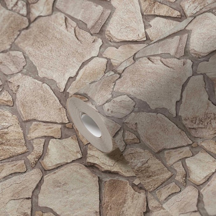 Papeldecor|Wallpaper rustic natural stone wall|Stone Imitation