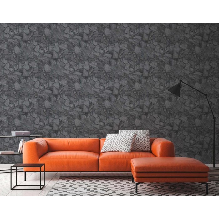 Papeldecor|Papel Pintado piedra gris oscuro natural|Imitacion Piedra