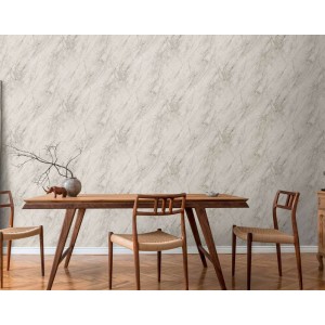 Marburg|Wallpaper contemporary gray and white travertine stone|Marble Imitation 2