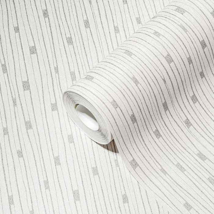 Papeldecor|Papier Peint minimaliste blanc argenté brillant|Papier Peint