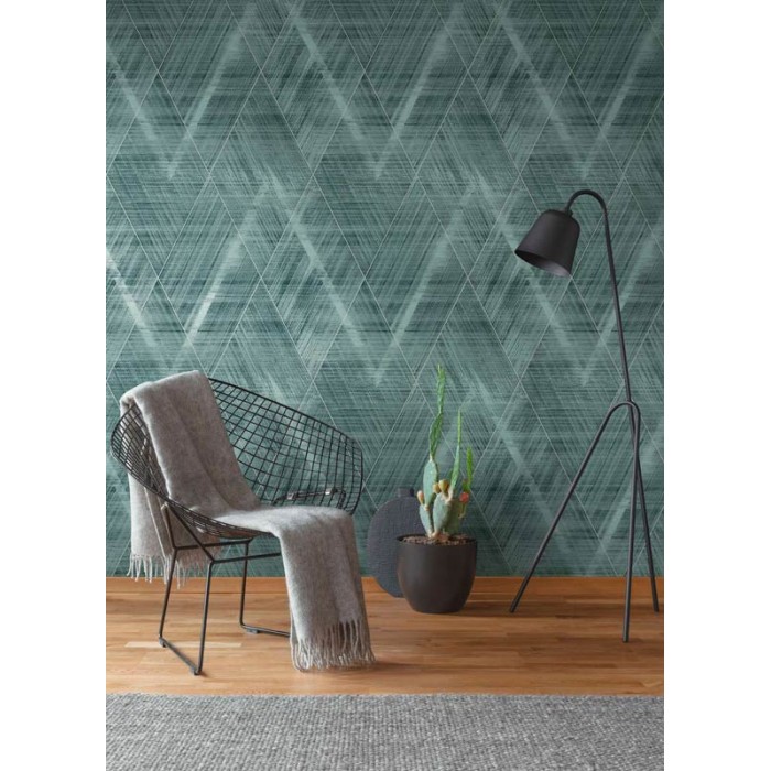 Papeldecor|Papier Peint losanges vert argenté brillant|Papier Peint