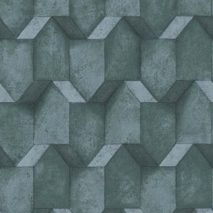 Elitis|Moderne Kunsttapete mit geometrischer Komposition in grünlichem Schwarz und Beige|Tapeten