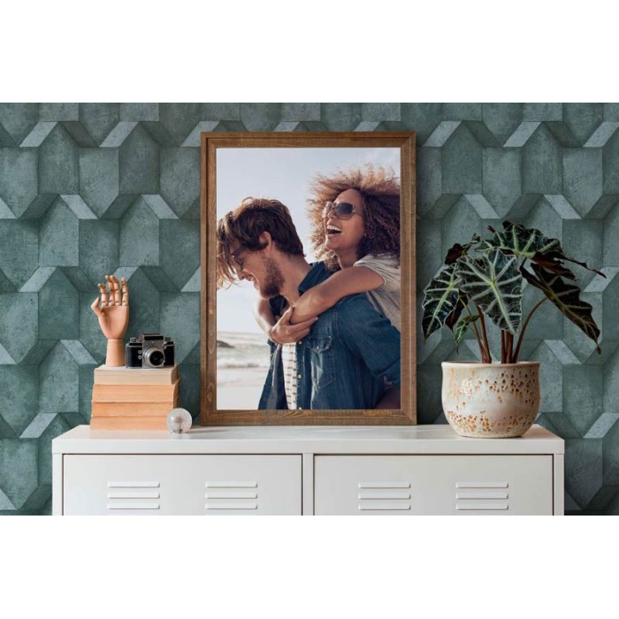 Papeldecor|Tapete 3D Beton in Petrolblau|Tapeten