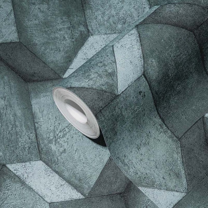 Papeldecor|Tapete 3D Beton in Petrolblau|Tapeten