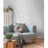 Papeldecor|Papel Pintado hojas gris plata relieve|Papel Pintado