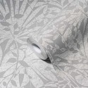 Papeldecor|Papel Pintado hojas gris plata relieve|Papel Pintado
