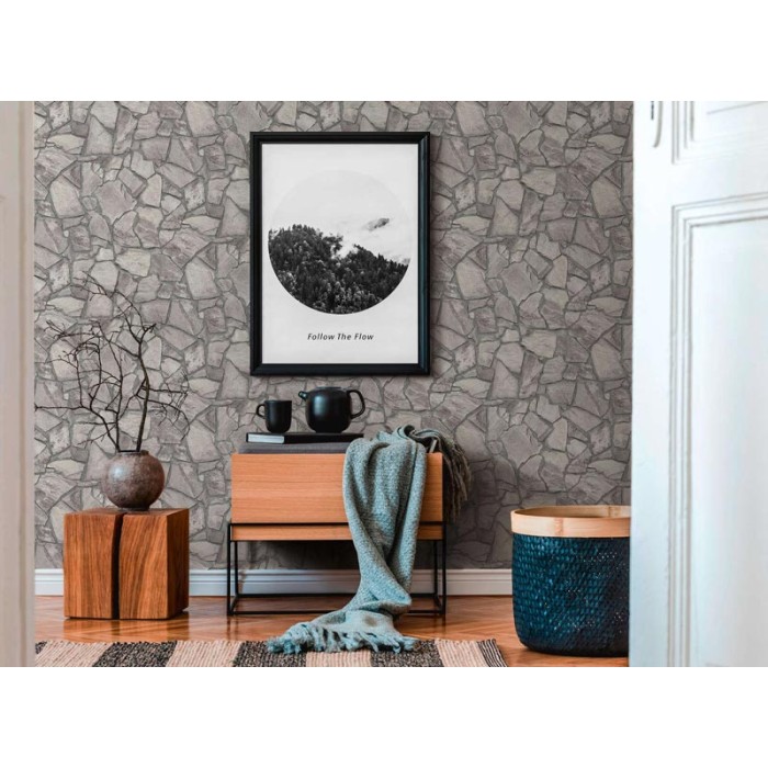 Papeldecor|Papier Peint mur pierre contemporaine grise|Imitation Pierre
