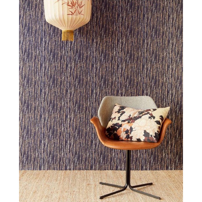 Eijffinger|Abstract dotted wallpaper in black, blue and shiny gold|Wallpaper