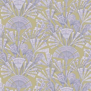 Eijffinger|Retro Japanese fan wallpaper in green and off-white|Wallpaper