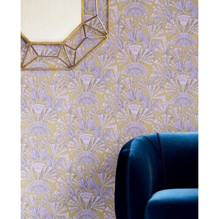 Eijffinger|Retro Fächer Tapete in Gold und Lila|Tapeten