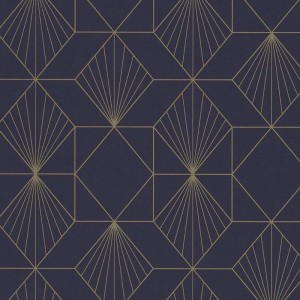 Casadeco|Blue geometric wallpaper with offset diamond shapes|Wallpaper