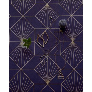 Casadeco|Blue geometric wallpaper with offset diamond shapes|Wallpaper 2