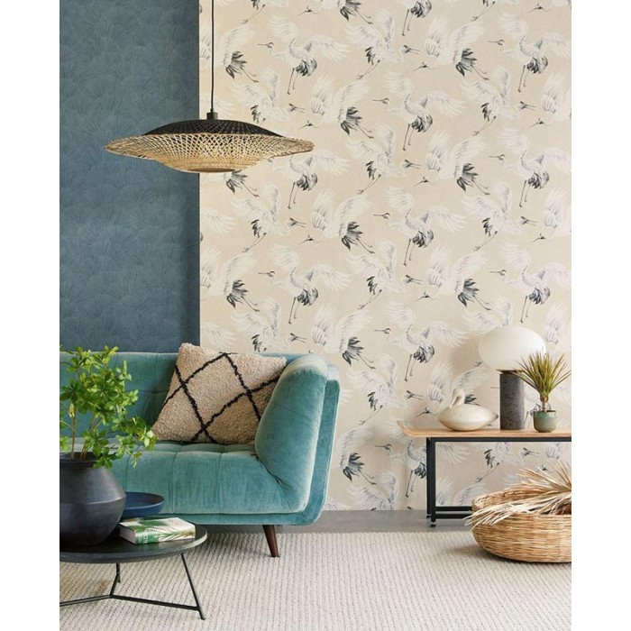 Eijffinger|Oriental wallpaper with cranes in flight|Wallpaper