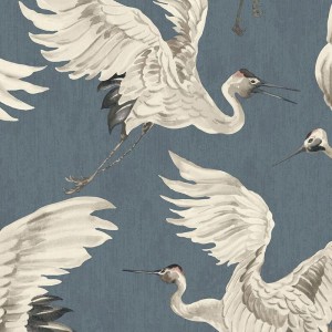 Eijffinger|Oriental wallpaper with cranes in flight|Wallpaper