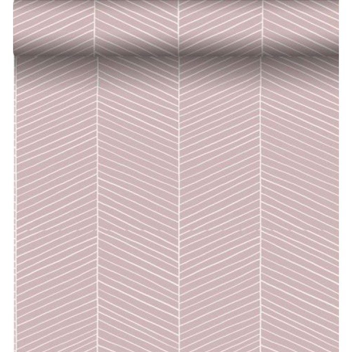 Papeldecor|Gestreifte Tapete Fischgrätmuster rosa|Tapeten-Ausverkauf