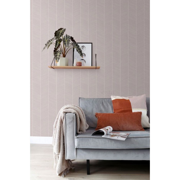 Papeldecor|Gestreifte Tapete Fischgrätmuster rosa|Tapeten-Ausverkauf