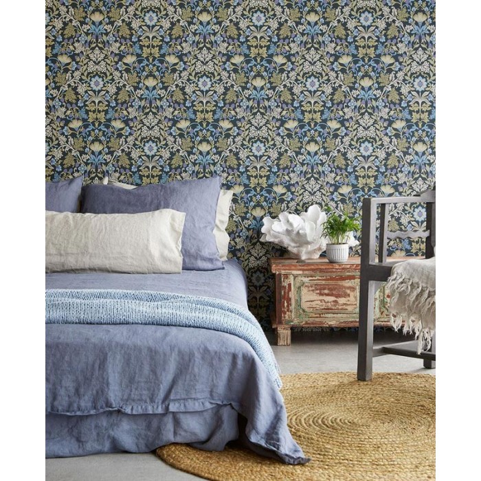 Eijffinger|Papel pintado floral clásico azul vintage|Papel Pintado