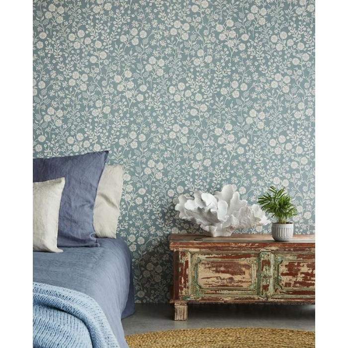 Eijffinger|Papel pintado floral escandinavo azul turquesa romántico|Papel Pintado
