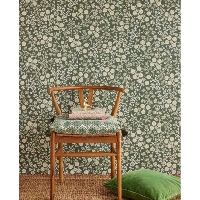 Papel pintado flores pequeñas verde romántico - Eijffinger Posy 316048
